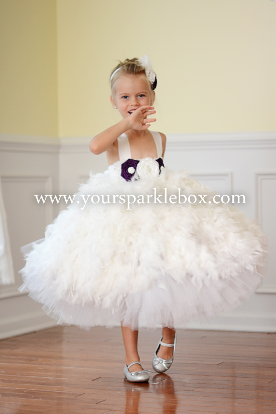 Feather Flower Girl Dress by YourSparklebox