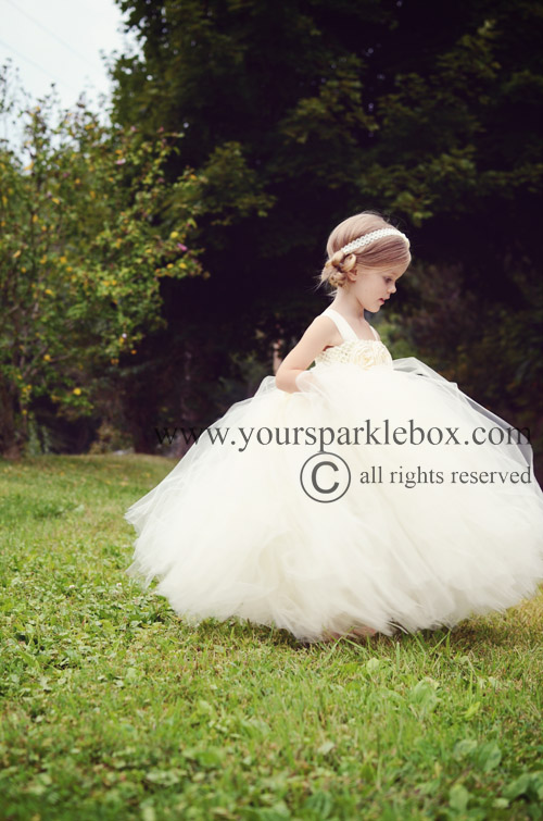 Simply Ivory Flower Girl Tutu Dress by YourSparkleBox