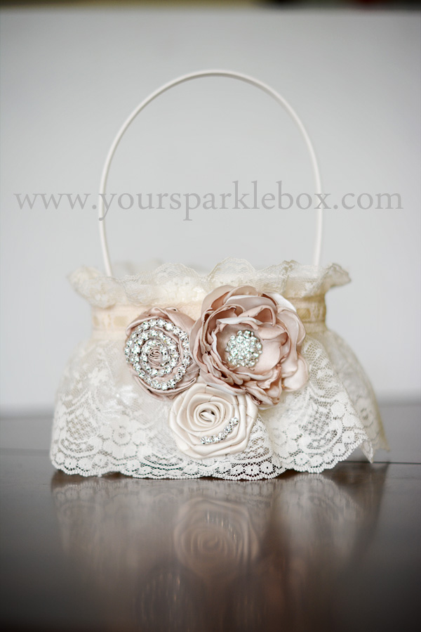 Champagne Vintage Flower Girl Basket