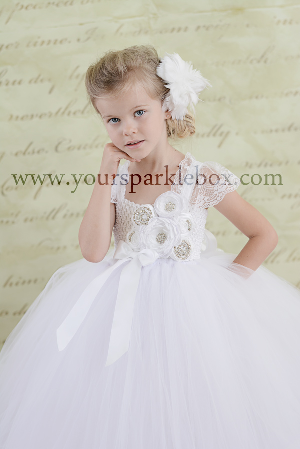 Purely Simple White Flower Girl Tutu Dress