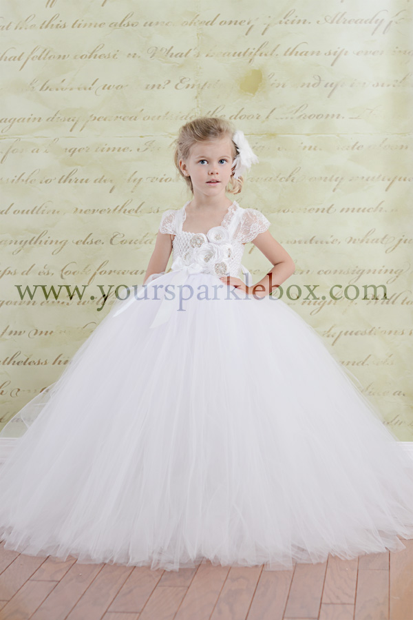 Purely Simple White Flower Girl Tutu Dress