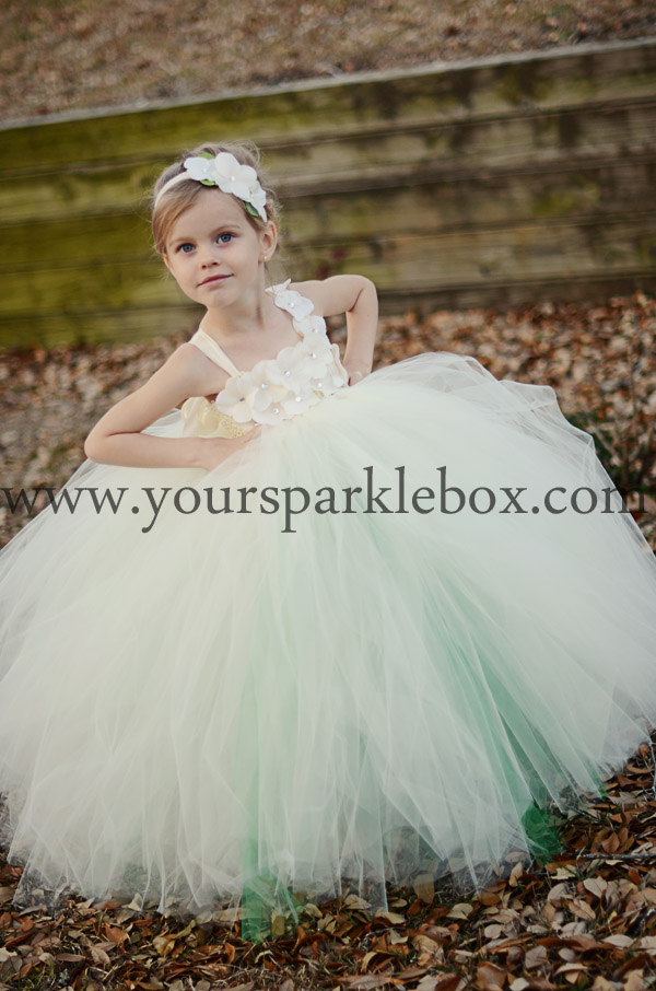 Ivory Hydrangea Tutu Dress with your choice of color underlay