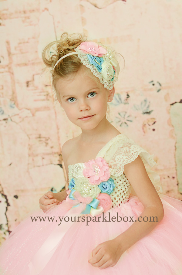 Petal Pink and Turquoise Vintage Beauty Tutu Dress