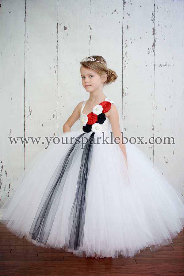 White, Black and Red Tutu Dress